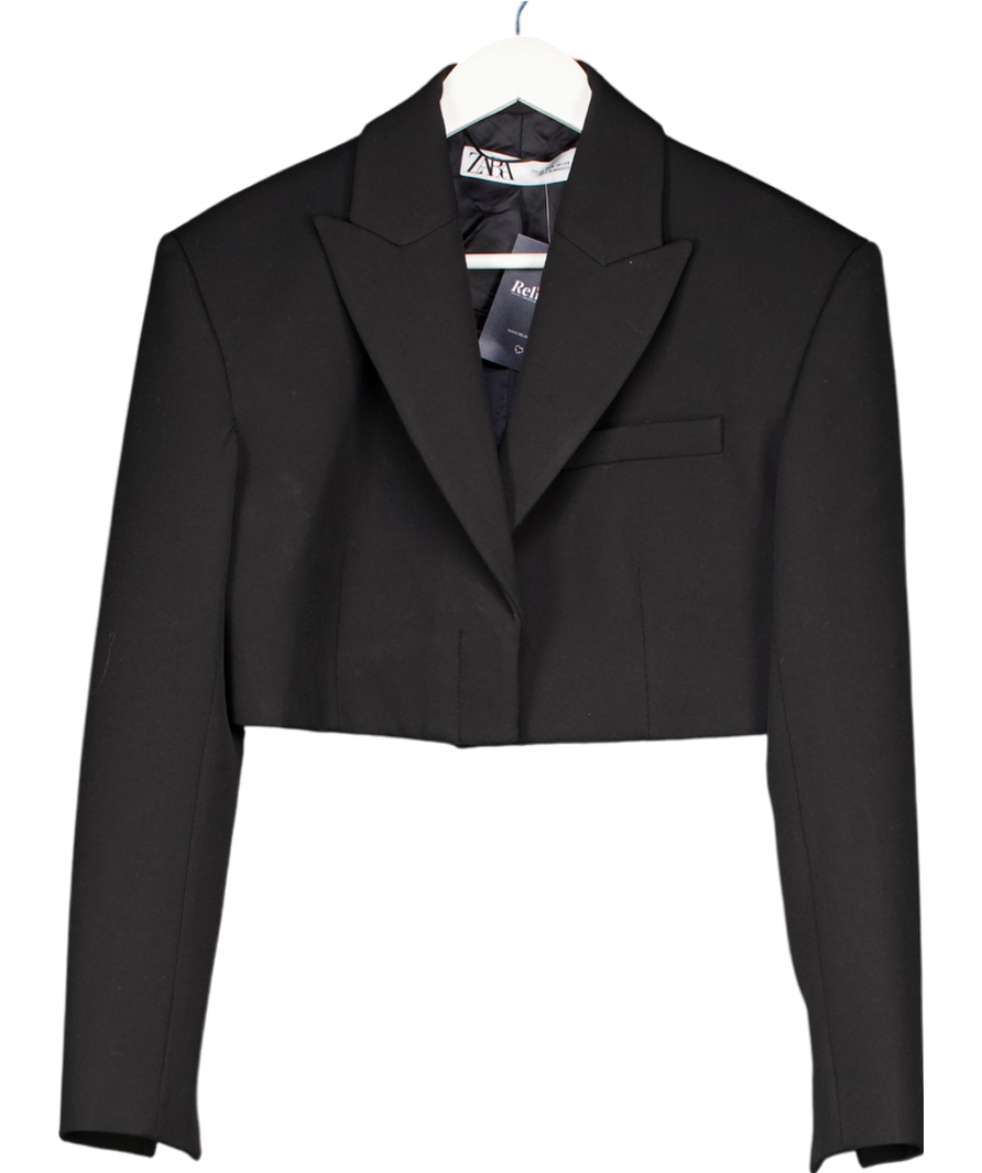 ZARA Black Cropped Blazer UK M