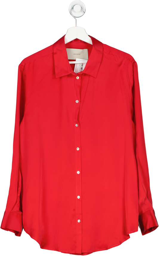 Asceno Red Silk Pyjama Top UK L