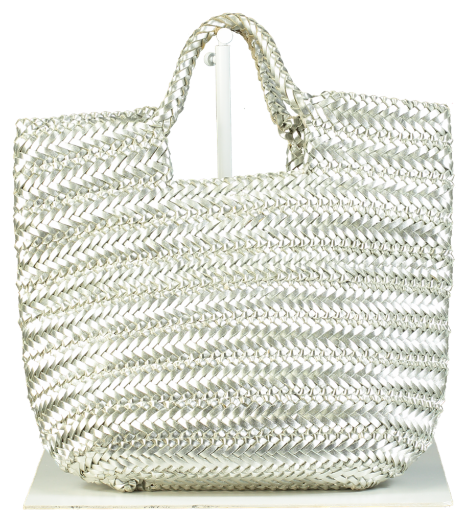 Anya Hindmarch Silver Woven Tote Bag