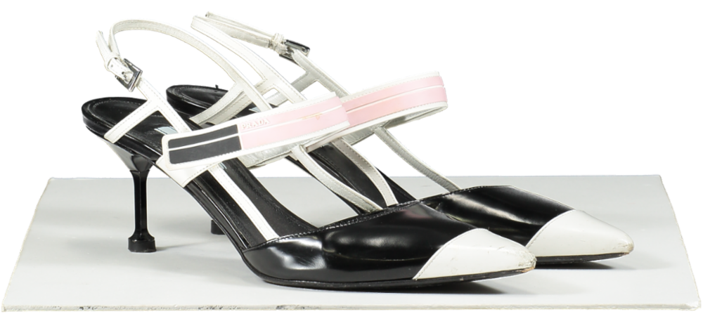 Prada Black Color Block Mary Jane Slingbacks UK 7.5 EU 40.5 👠