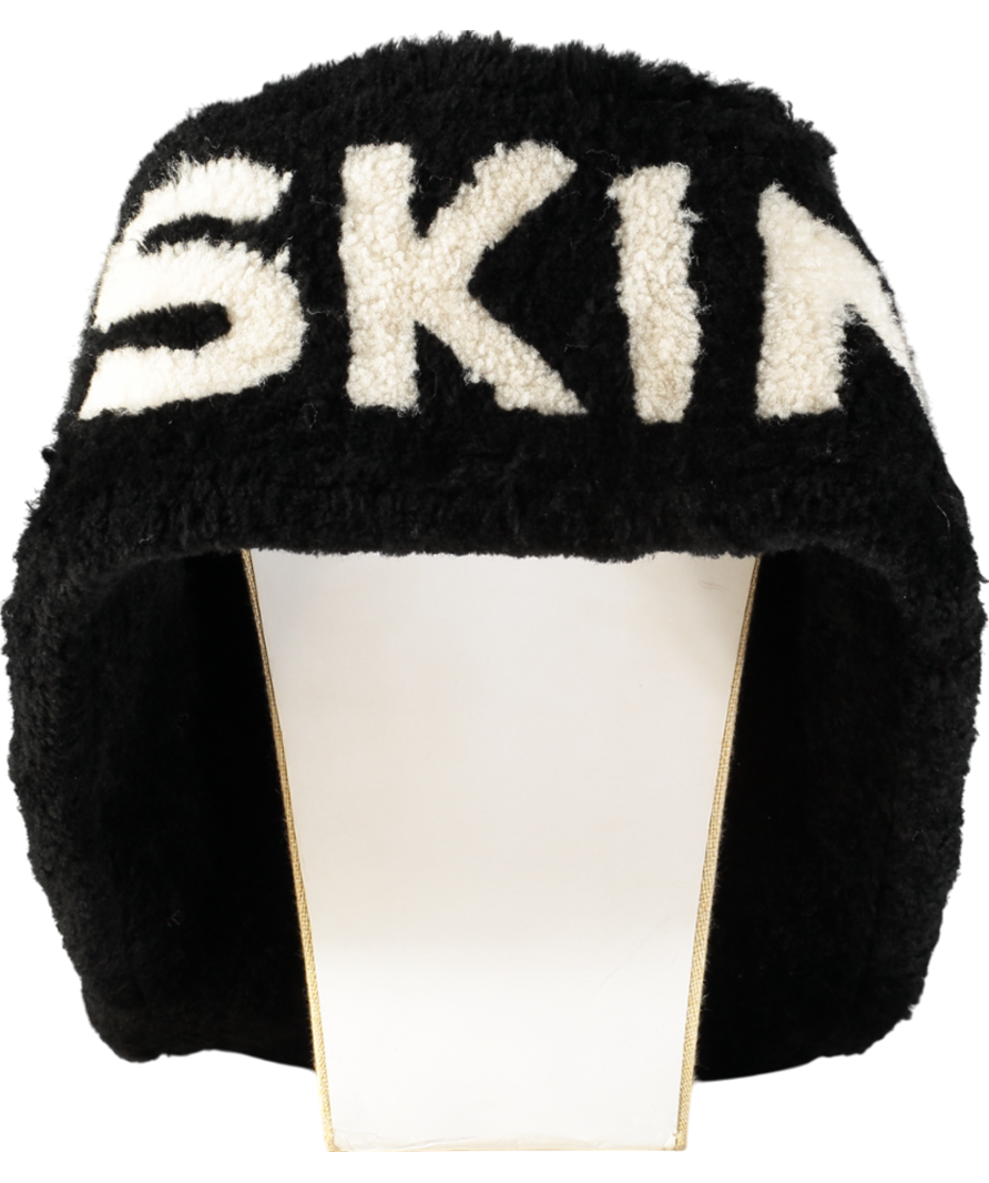 Boda Skins Black Shearling Lambskin Printed Wrap Scarf