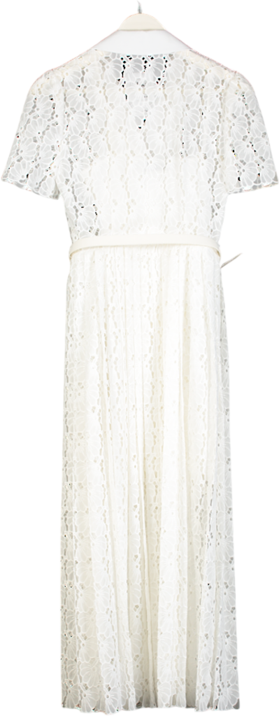 SELF PORTRAIT White Floral Guipure-lace Midi Dress UK 14