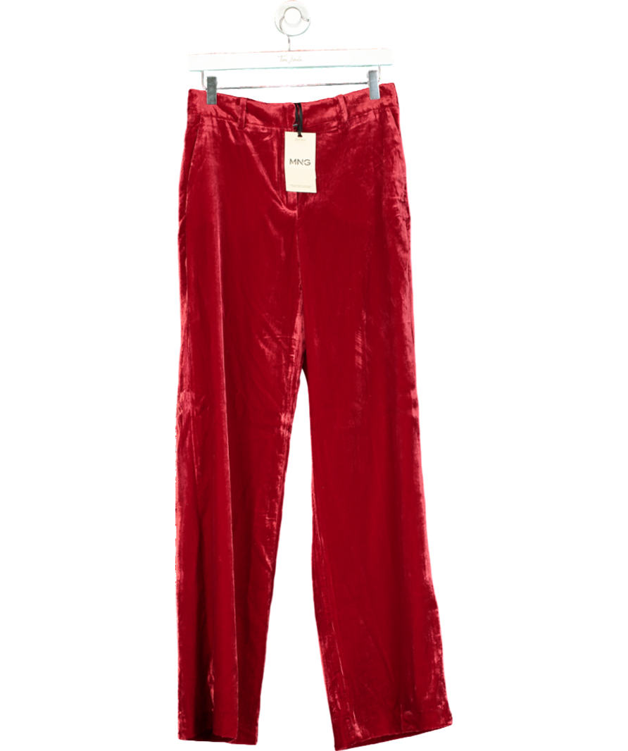 MANGO Red Velvet Suit Trousers UK 8