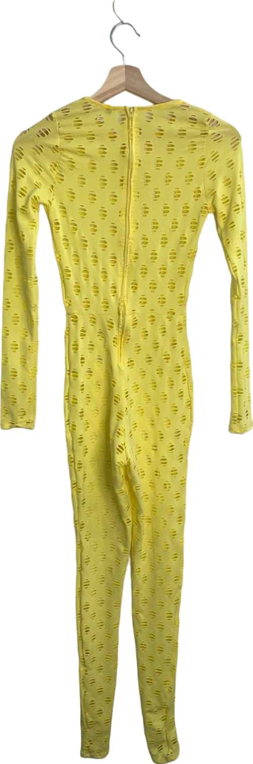 Fashion Nova Yellow Cut-Out Detail Jumpsuit XS