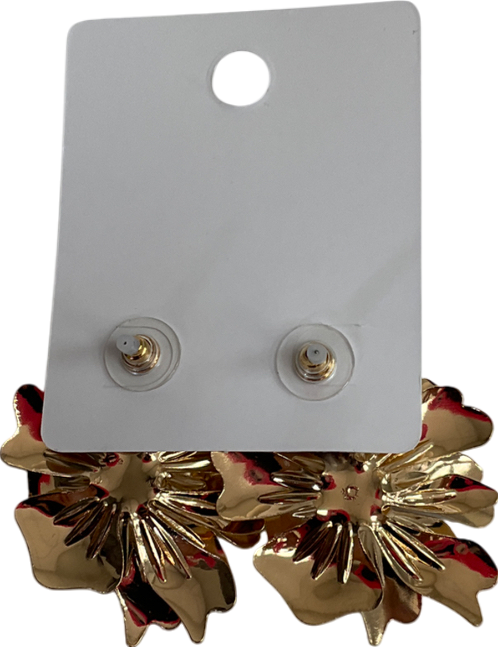 boohoo Metallic Flower Diamanté Stud Earrings