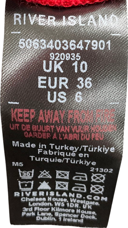 River Island Red Ruched Asymmetric Top UK 10