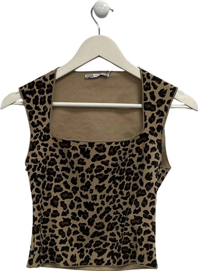 ZARA Brown Leopard Print Top UK M