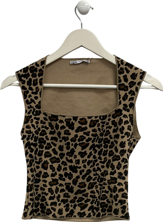 ZARA Brown Leopard Print Top UK M