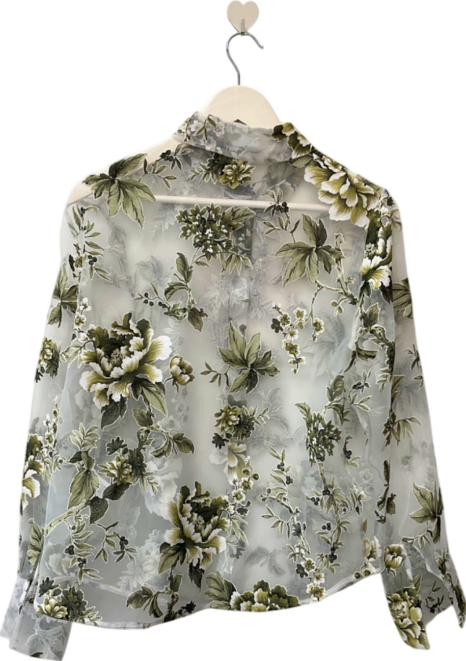 Zara Floral Sheer Blouse UK L