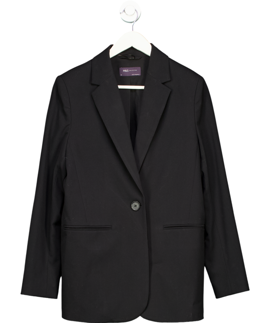 M&S Black Relaxed Single Breasted Blazer UK 12