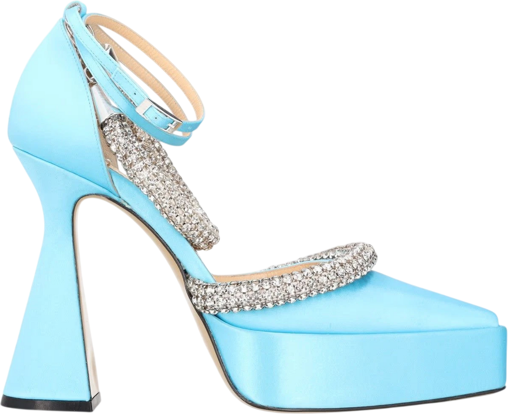 AMINA MUADDI Blue Embellished Kimberly Platform Heels UK 4 EU 37