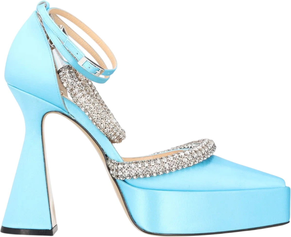 AMINA MUADDI Blue Embellished Kimberly Platform Heels UK 4 EU 37