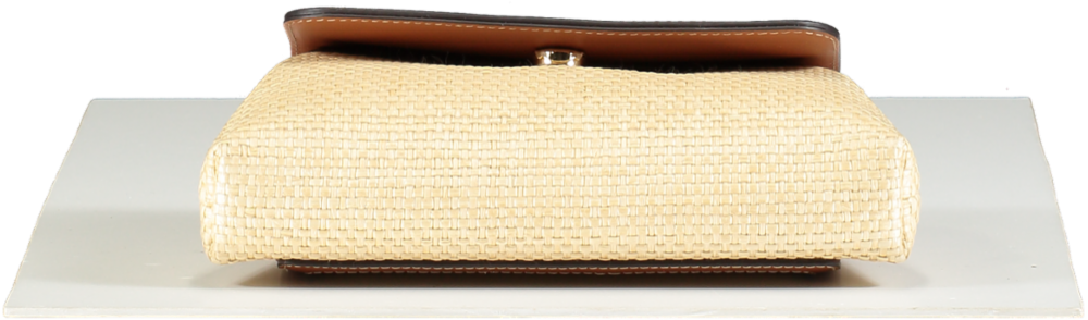 Aspinal of London Natural Raffia & Smooth Tan Leather Clutch bag