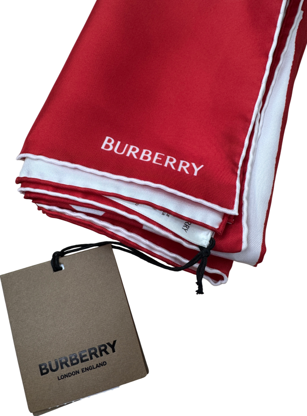 Burberry Red / White Ekd 90x90cm Split Horse Two-tone 100% Silk Scarf One Size