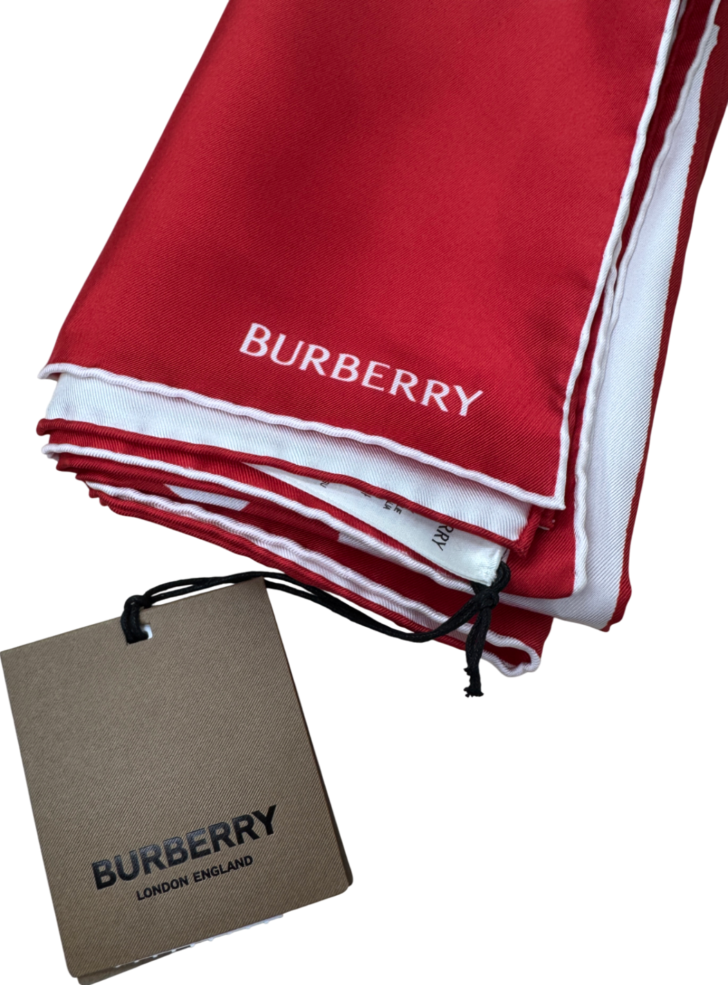 Burberry Red / White Ekd 90x90cm Split Horse Two-tone 100% Silk Scarf One Size