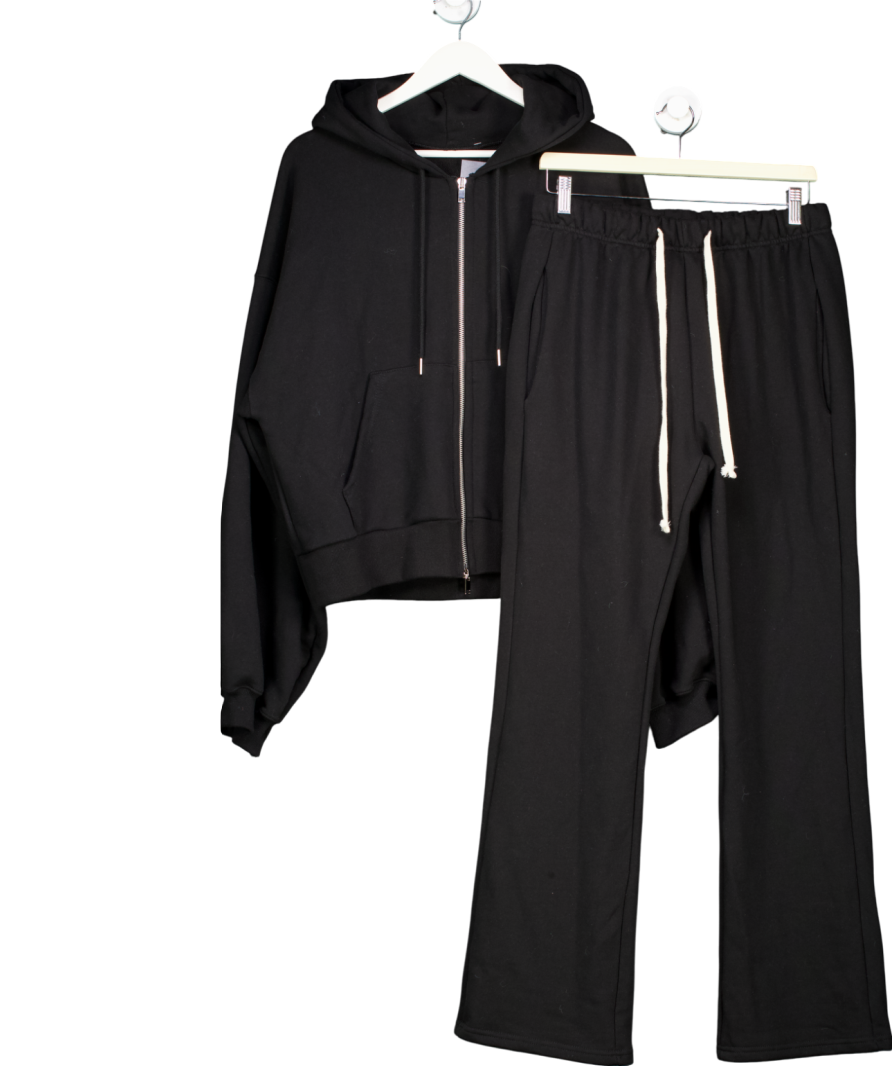 Fleur Ultra Soft Black Zip Hoodie & Joggers Set UK S/M