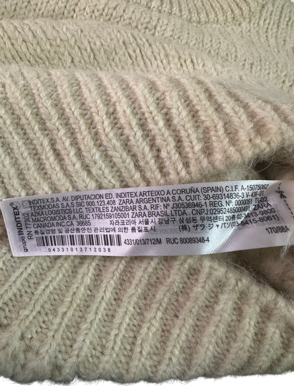 ZARA Beige Crewneck Knit Jumper UK M