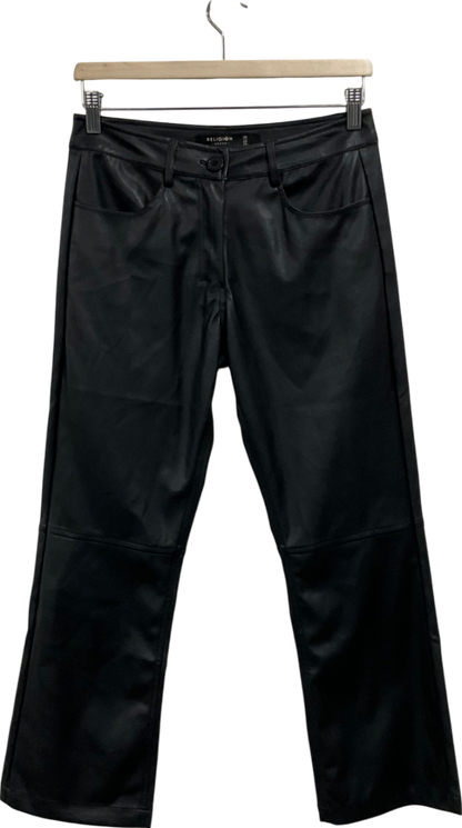 Religion Black Faux Leather Trousers UK XXS