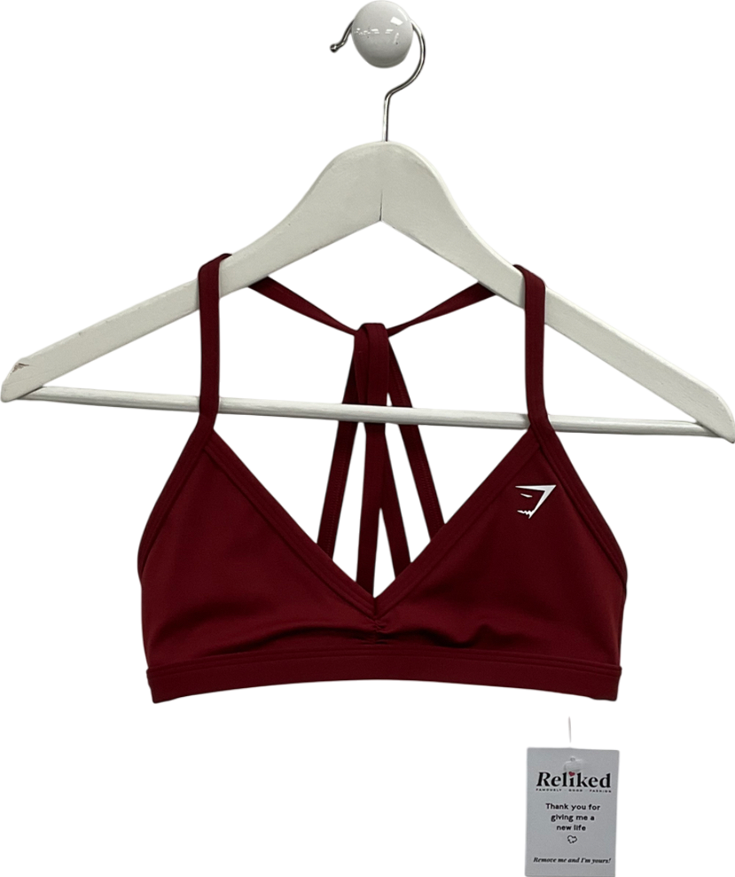 gymshark Red Ruched Strappy Sports Bra UK XS