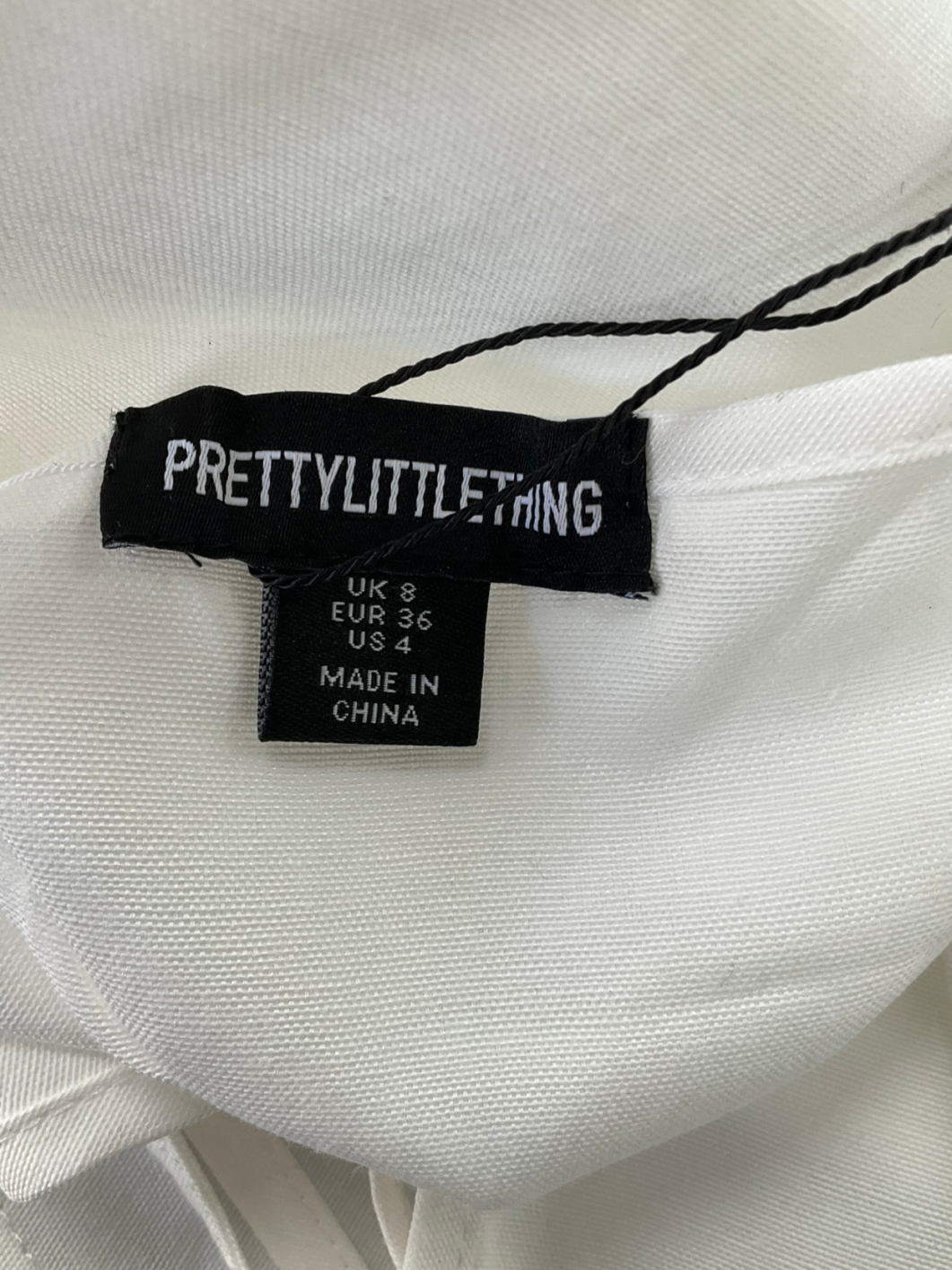 PrettyLittleThing White Linen Look Tie Front Waistcoat UK 8