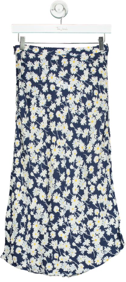 Warehouse Navy Floral Print Midi Skirt UK 6