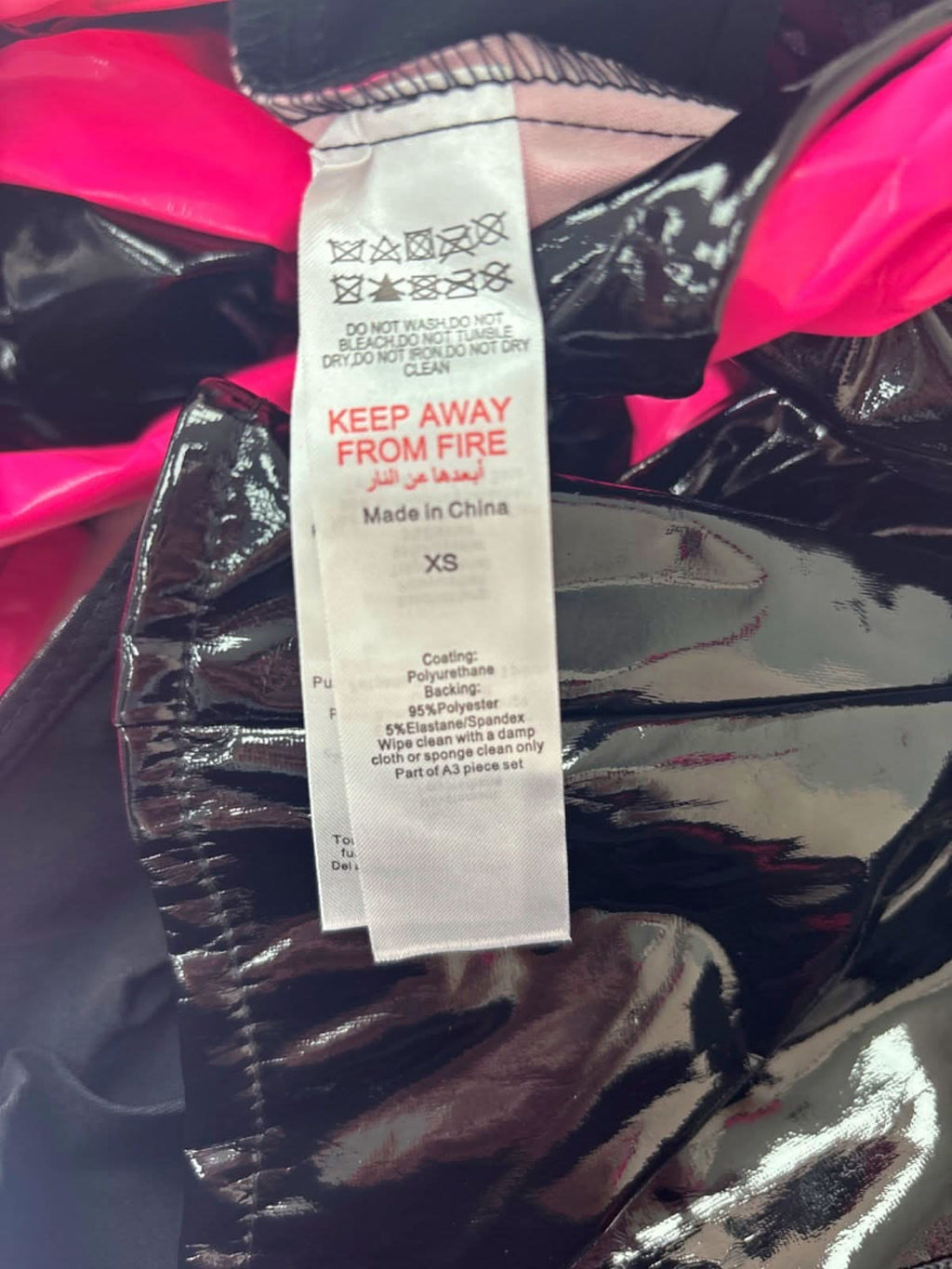 PrettyLittleThing Black/Pink Bikini Set and Trousers XS