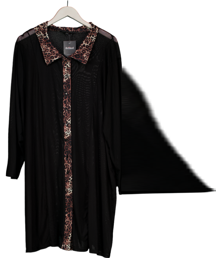 Yours Black Curve Oversized Mesh Shirt Dress UK 26