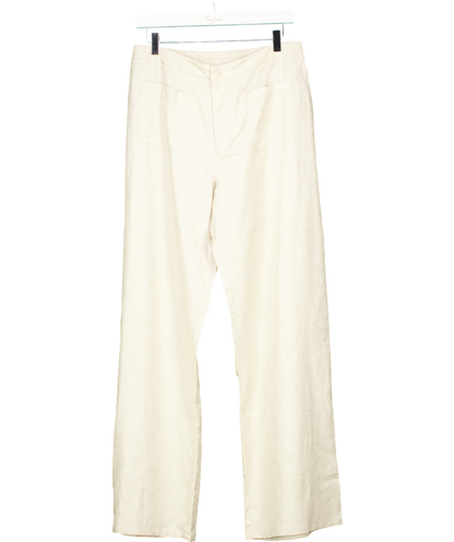 White Fox Beige Live It Up Linen Pants UK L