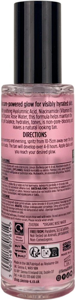 Sienna X Organic Self Tan Rose Mist 100ml