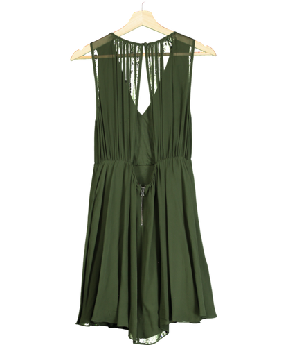 Alice + Olivia Green Halter Flirt Dress UK XS