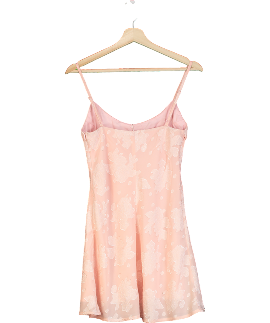 Kiss The Sky Pink Embroidered Floral Slip Mini Dress UK S