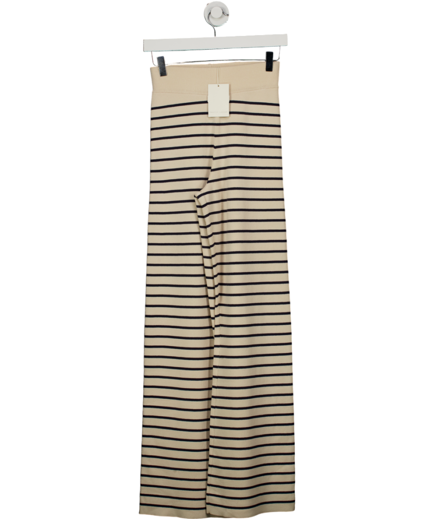 PRETTY LAVISH Cream /black  Hattie Stripe-print Ribbed-knit Trousers UK XS