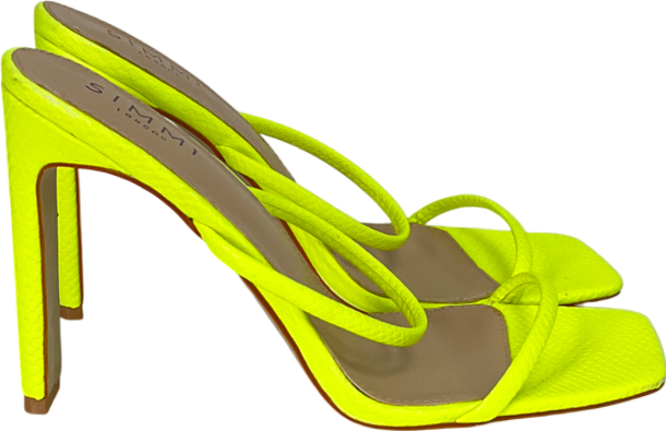 Simmi London Nabila Neon Yellow Two Part Strap Mules UK 7 EU 40 👠