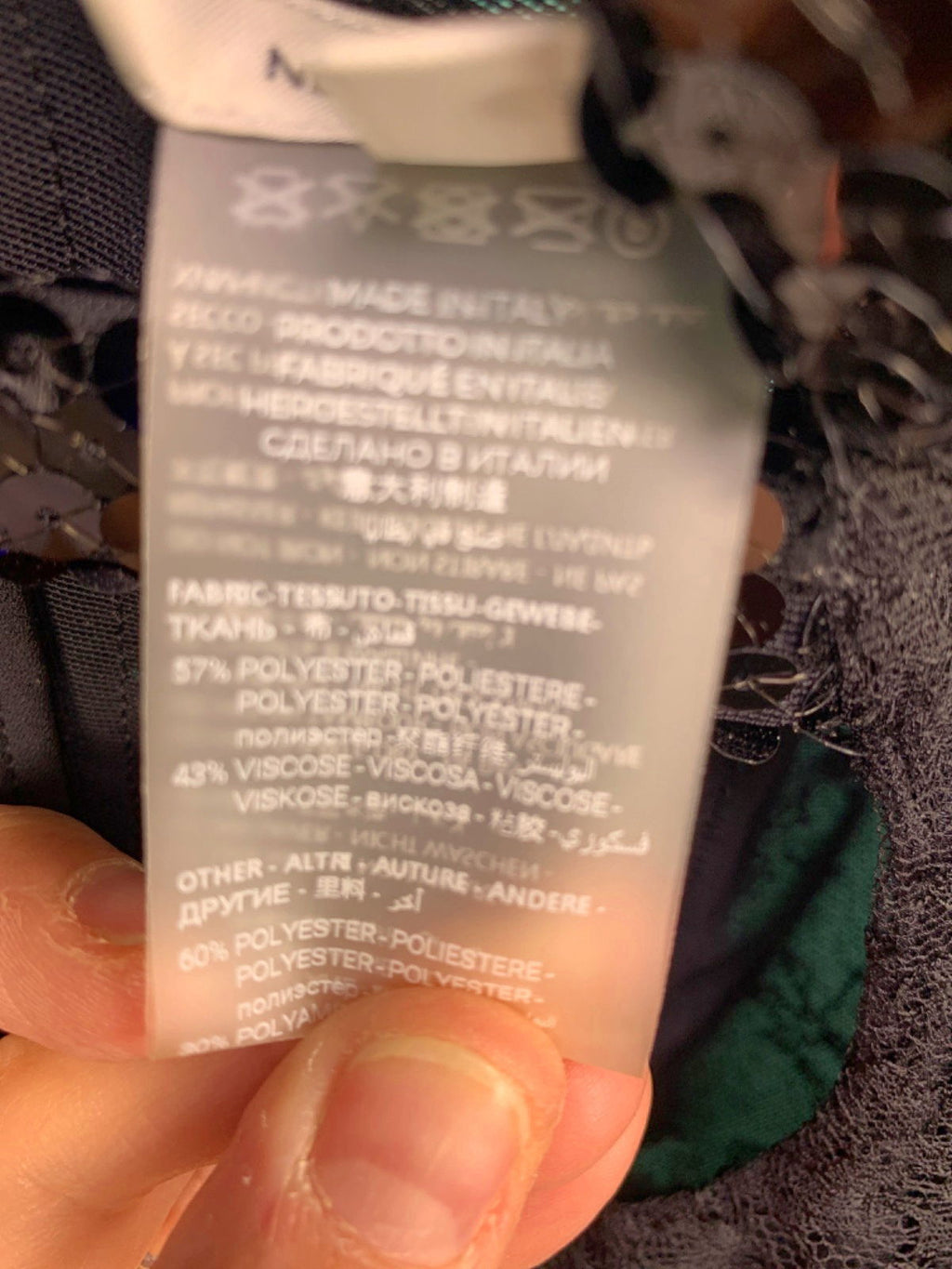 Nensi Dojaka Black Sheer Lace Sequined Strap Dress with built in Bodysuit UK S