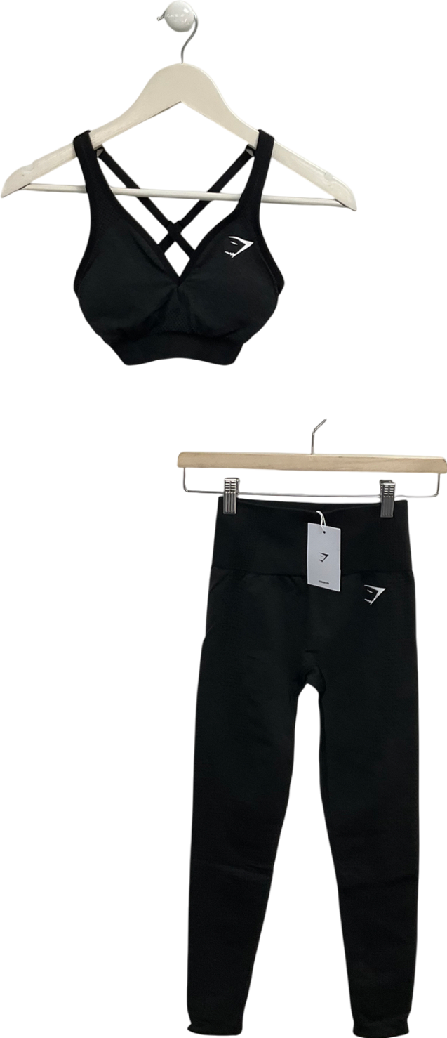 gymshark Black Vital Seamless Leggings 2.0 And Crop Top UK XS