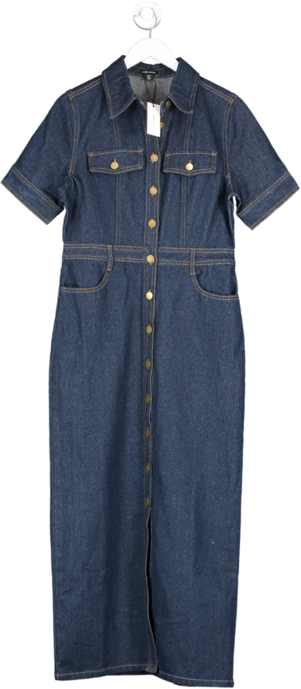 Karen Millen Blue Denim Maxi Shirt Dress UK 8