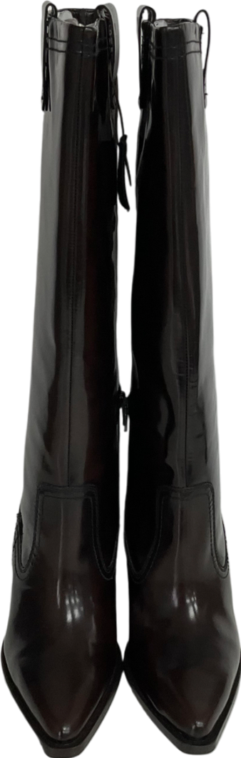 Next Chocolate Brown Premium Leather Knee High Heeled Western Boots UK 5 EU 38 👠