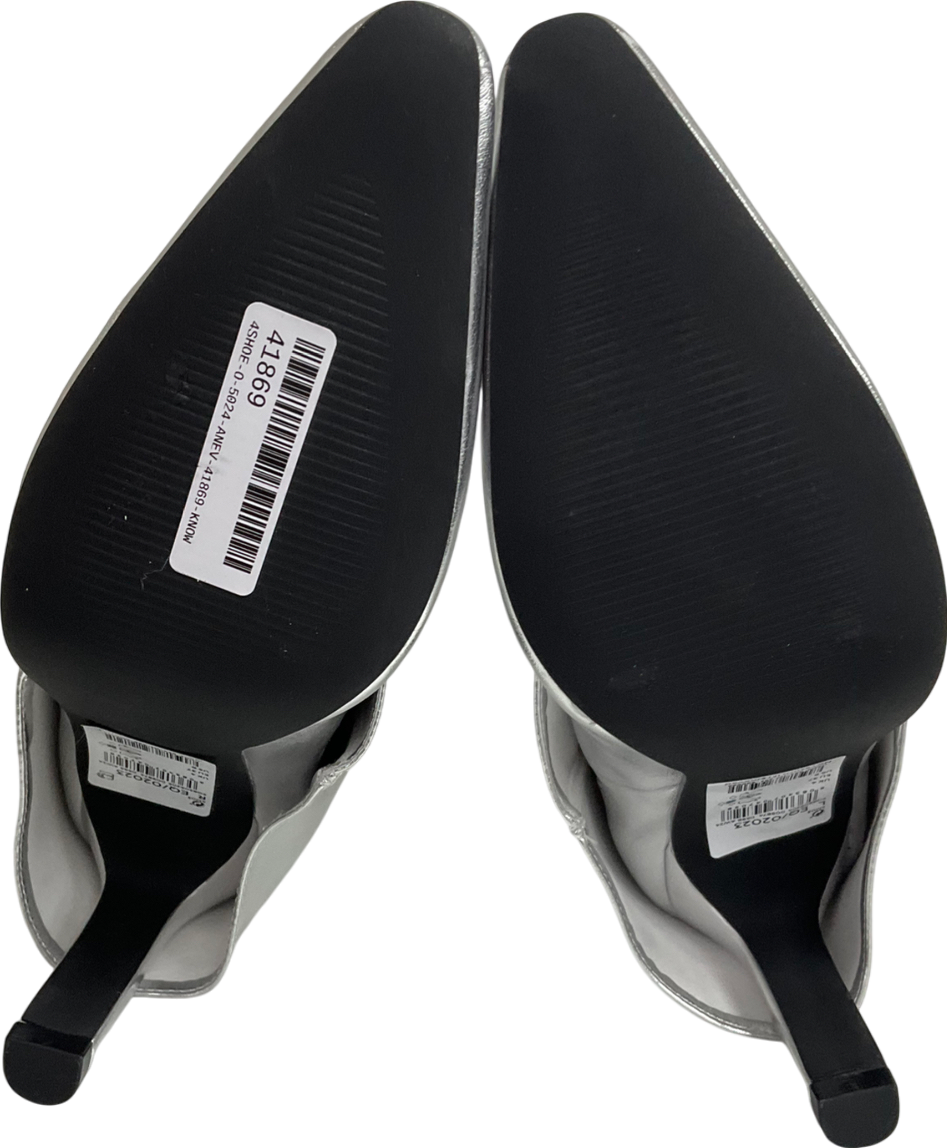 Next Metallic Silver Forever Comfort® Knee High Cuffed Boots UK 4 EU 37 👠