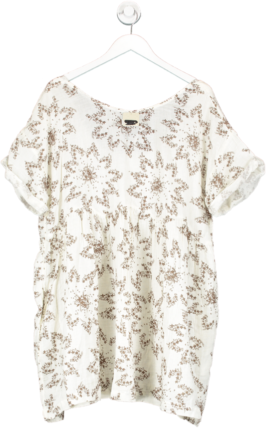 Free People Cream Cotton Floral Print Dress UK XL