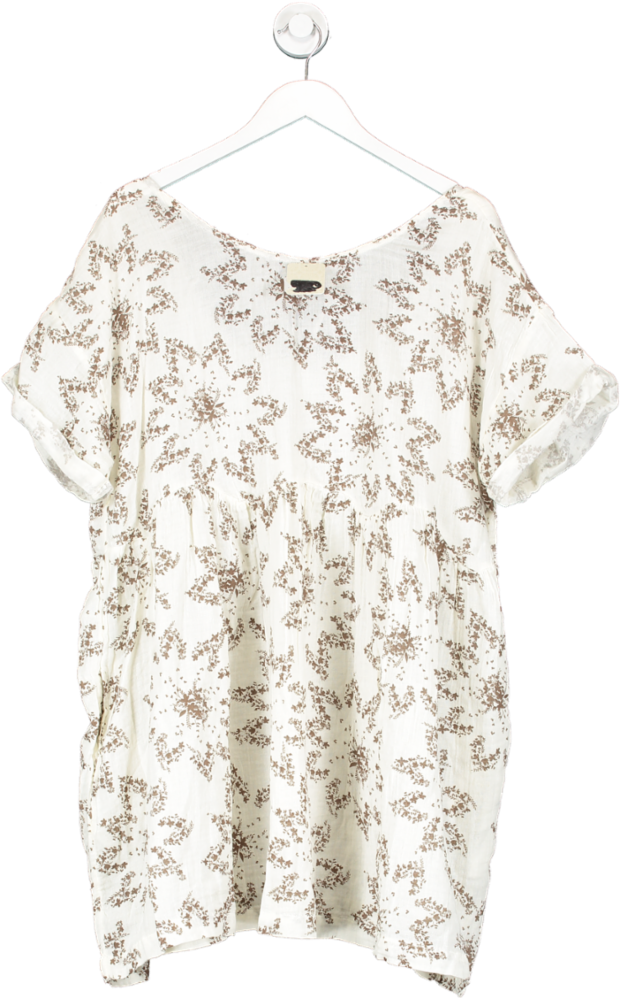 Free People Cream Cotton Floral Print Dress UK XL
