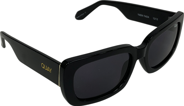 QUAY Black Yada Yada Thickframed Rectangular Sunglasses One Size