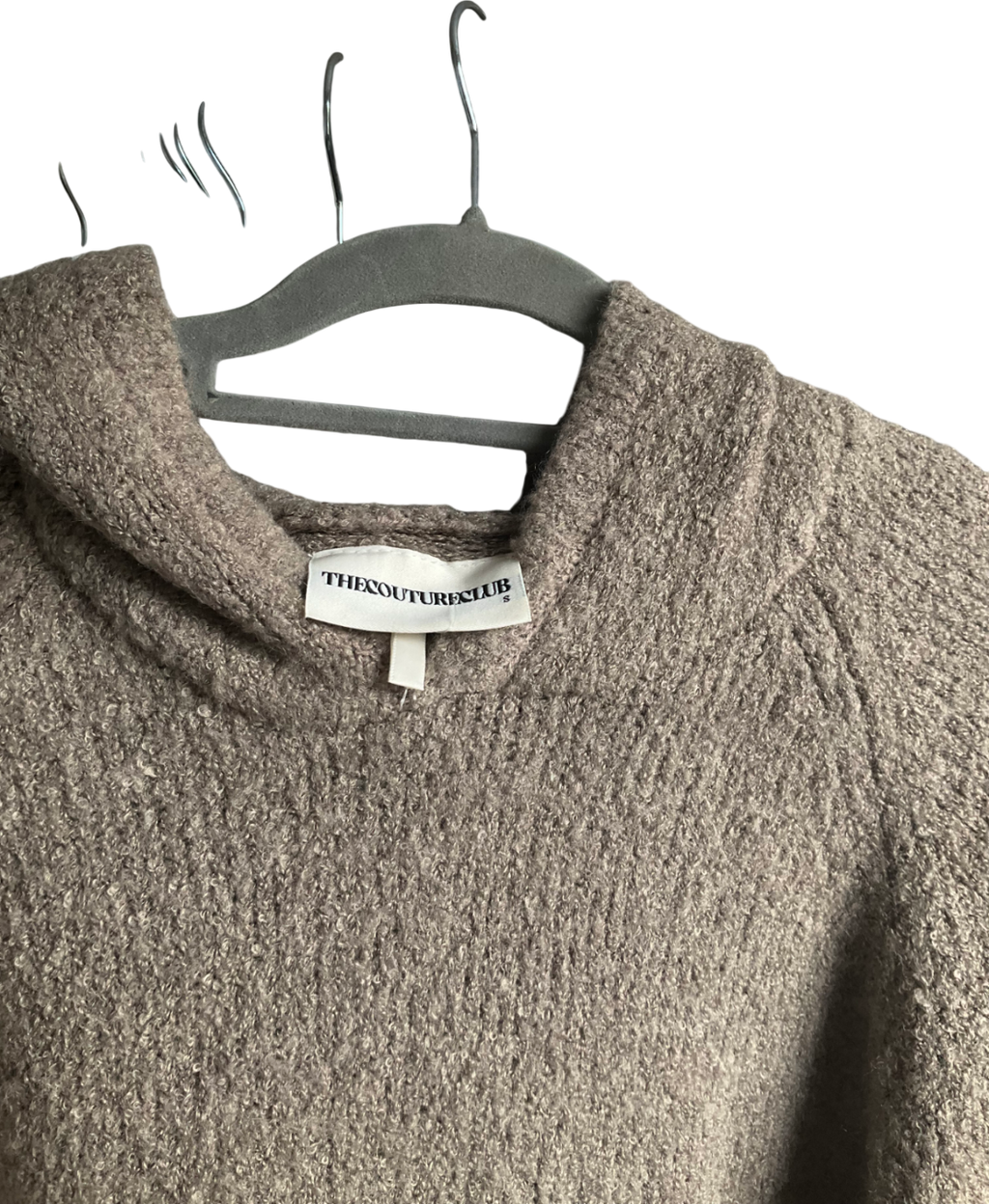 The Couture Club Brown Boucle Knit Hoodie UK S