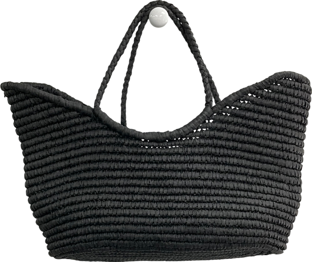 H&M Black Straw Large Shopper Bag