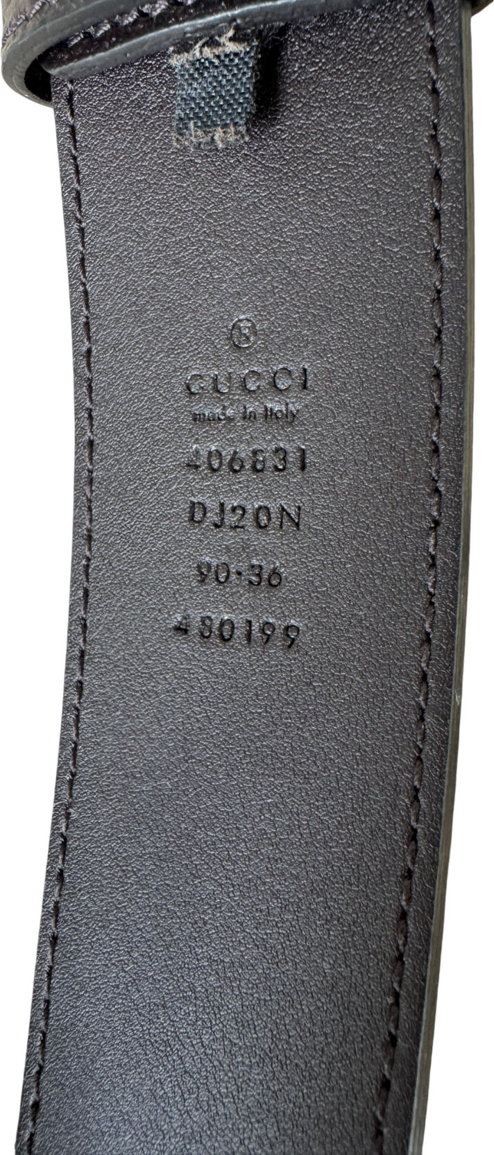 GUCCI Dark Brown Leather GG Marmont Wide Belt Sz 90cm/36" W30