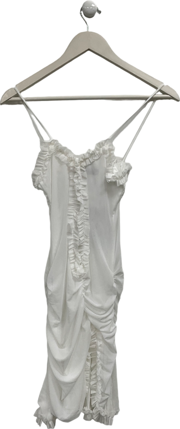 Ego White Frill Mini Dress UK S