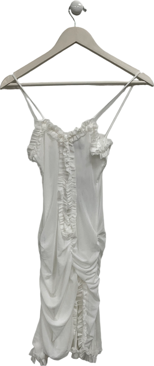 Ego White Frill Mini Dress UK S