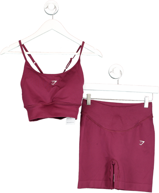 gymshark Red High Waist Shorts And Sports Bra Set UK S