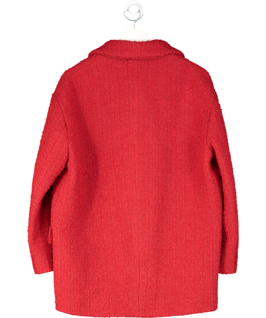 Maje Red Double Breasted Wool Blend Tweed Blazer UK 12