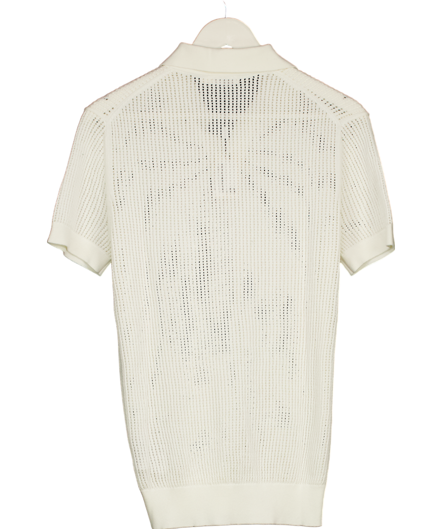 Suit Supply Cream Crochet Buttonless Polo Shirt UK S