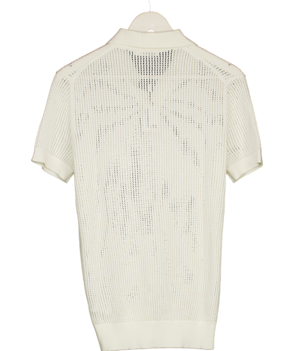 Suit Supply Cream Crochet Buttonless Polo Shirt UK S